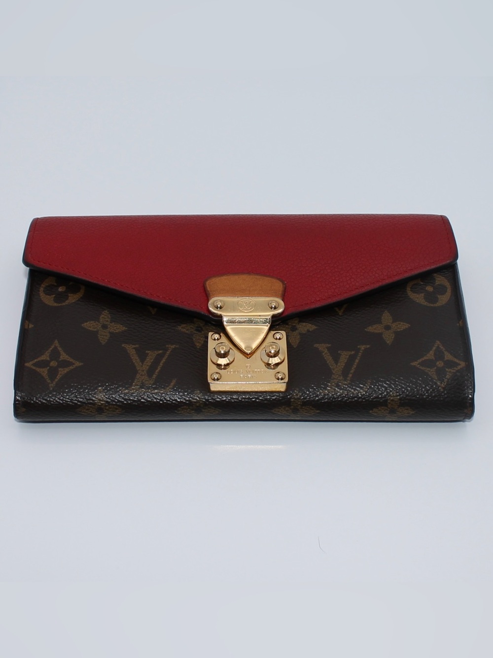 Louis Vuitton Monogram Pallas Long Wallet Coquelicot Red S-Lock Flap